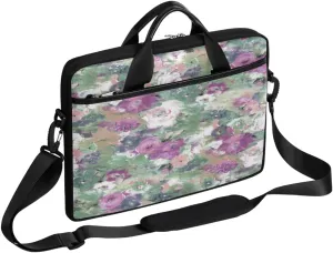 Light Blue Floral Flower Laptop Shoulder Messenger Bag Waterproof Laptop Briefcase with Handle and Padded Strap Case Sleeve