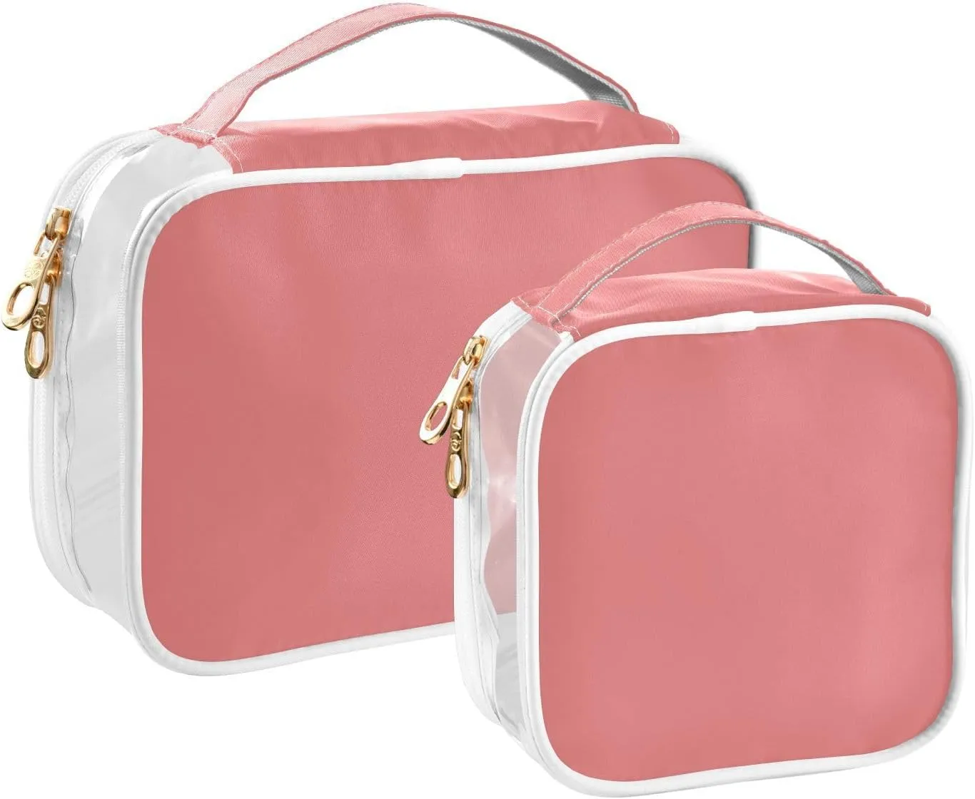 Light Coral Clear Makeup Bags TSA Approved Toiletry Bag for Women Men Cosmetic Bags with Zipper Carry On Airport Airline Compliant Bag Quart Size PVC Travel Bags for Toiletries Business, 2 Pack