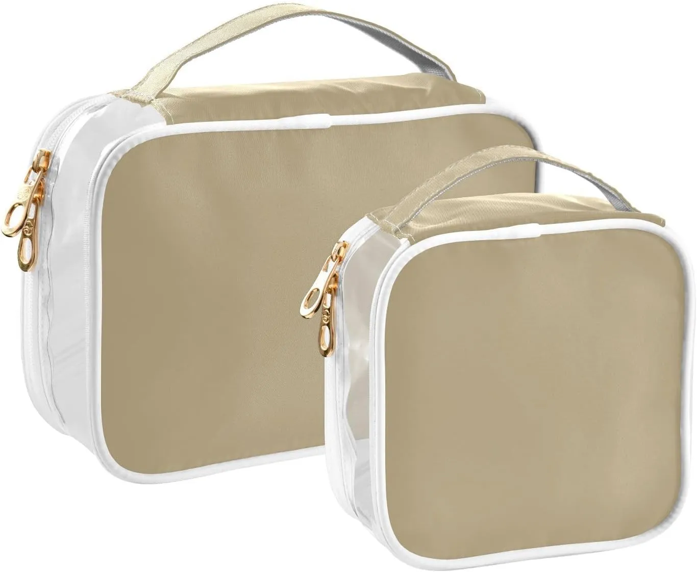 Light Gray Clear Makeup Bags TSA Approved Toiletry Bag for Women Men Cosmetic Bags with Handle Carry On Airport Airline Compliant Bag Quart Size PVC Travel Bags for Toiletries Accessories, 2 Pack