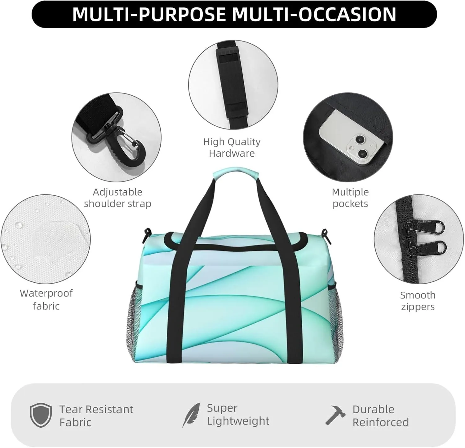 Light Green Imac Travel Duffel Bag Large Foldable Waterproof Overnight Bag For Beach Swim Bags Pool Sports Gym