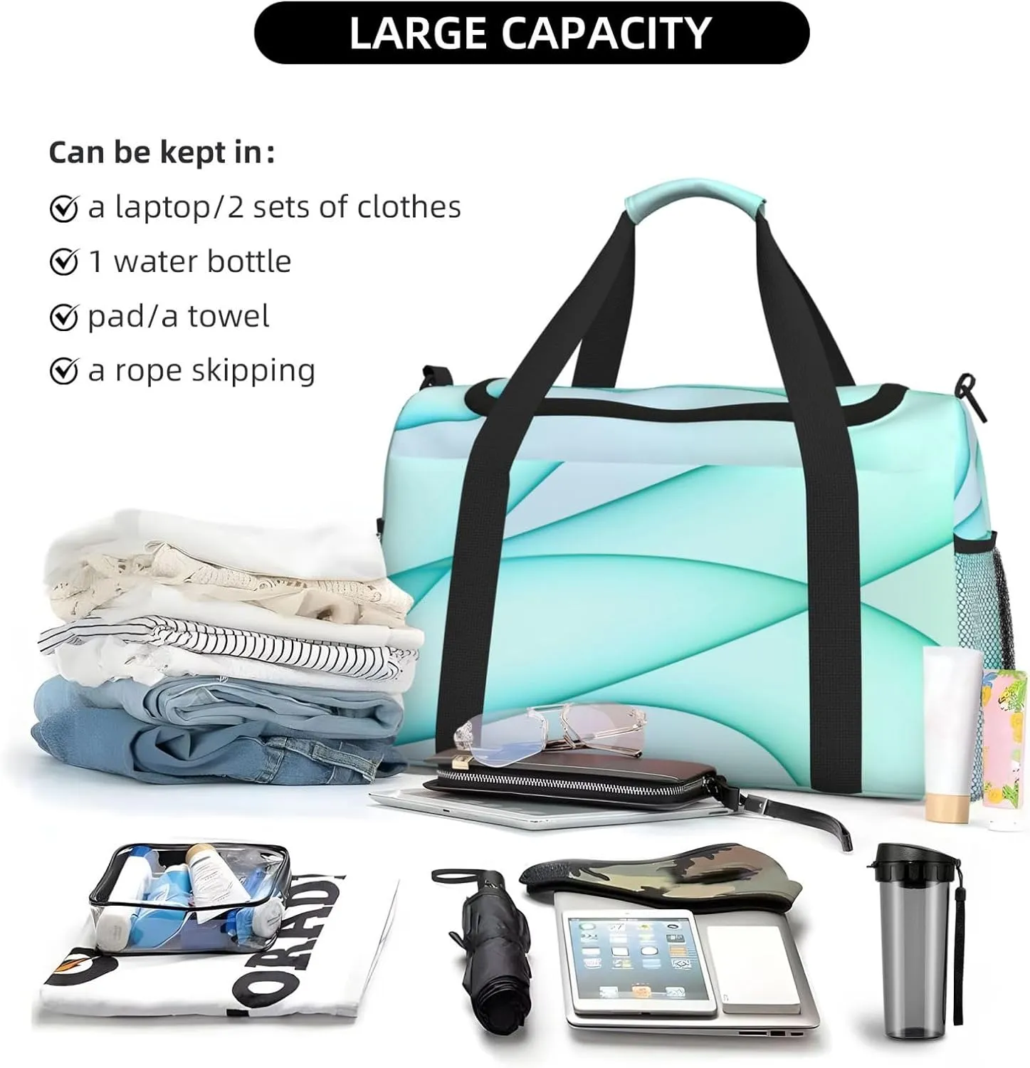 Light Green Imac Travel Duffel Bag Large Foldable Waterproof Overnight Bag For Beach Swim Bags Pool Sports Gym