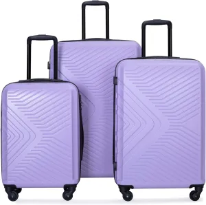 Light Purple 3 Piece Lightweight Hard-Shell Luggage Set with Spinner Wheels and TSA Lock