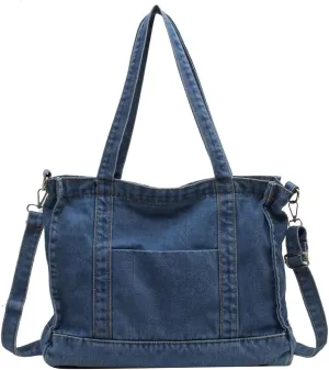 Lightweight Leisure Crossbody Bag Large Capacity Women Denim Shoulder Bag Versatile Casual Slouchy Shopping Bag, One Color, One Size