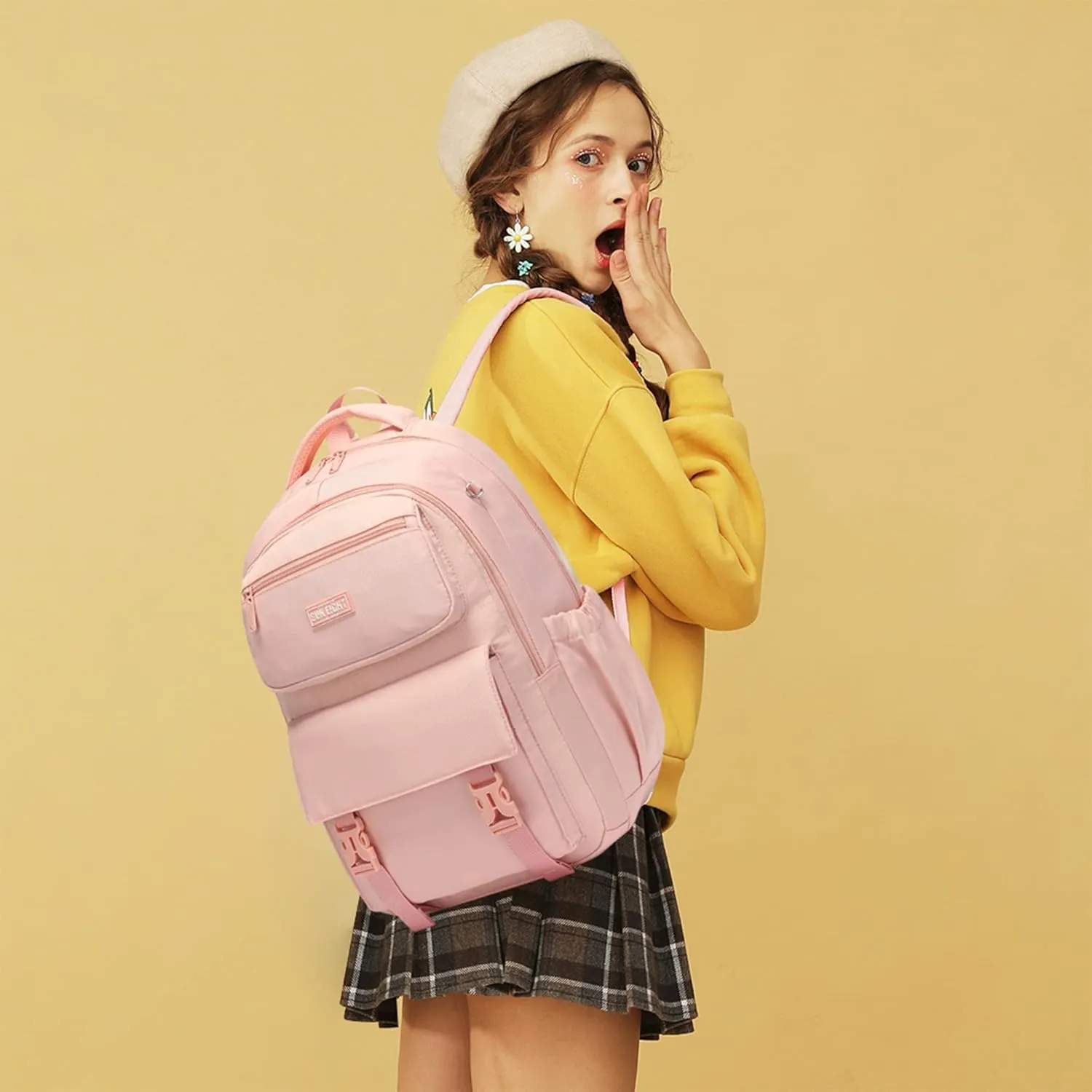 Lightweight Waterproof School Backpack for Kids, Teens-Durable Travel Daypack for Boys & Girls Ages 6-18  with Padded Adjustable Straps Comfortable Design 35L(Pink)