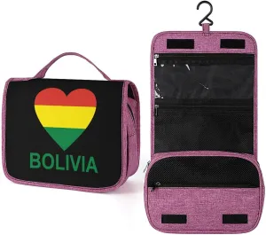 Love Bolivia Makeup Bag Travel Toiletry Bag Waterproof Cosmetic Bag with Portable Hook Handbag, style, 20240328