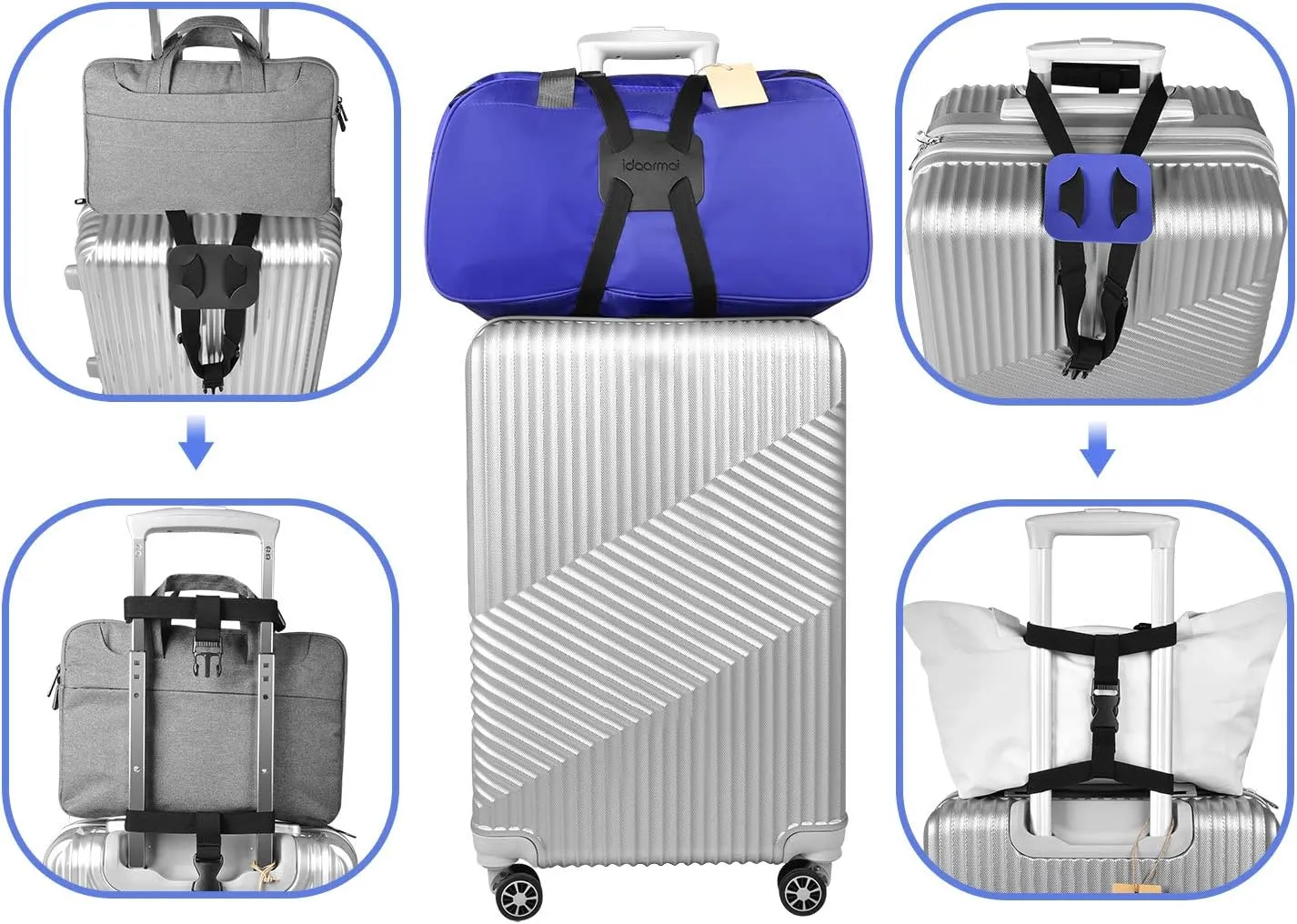 Luggage Straps Bag Bungee Luggage Straps Suitcase Adjustable BeltAdd a Bag Easy to Travel Suitcase Elastic Strap Belt  (Black)