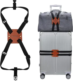 Luggage Straps for Suitcases, Travel Belt for Luggage Over Handle, Adjustable High Elastic Luggage Straps for Suitcases TSA Approved for Connecting Your Luggage (Brown)
