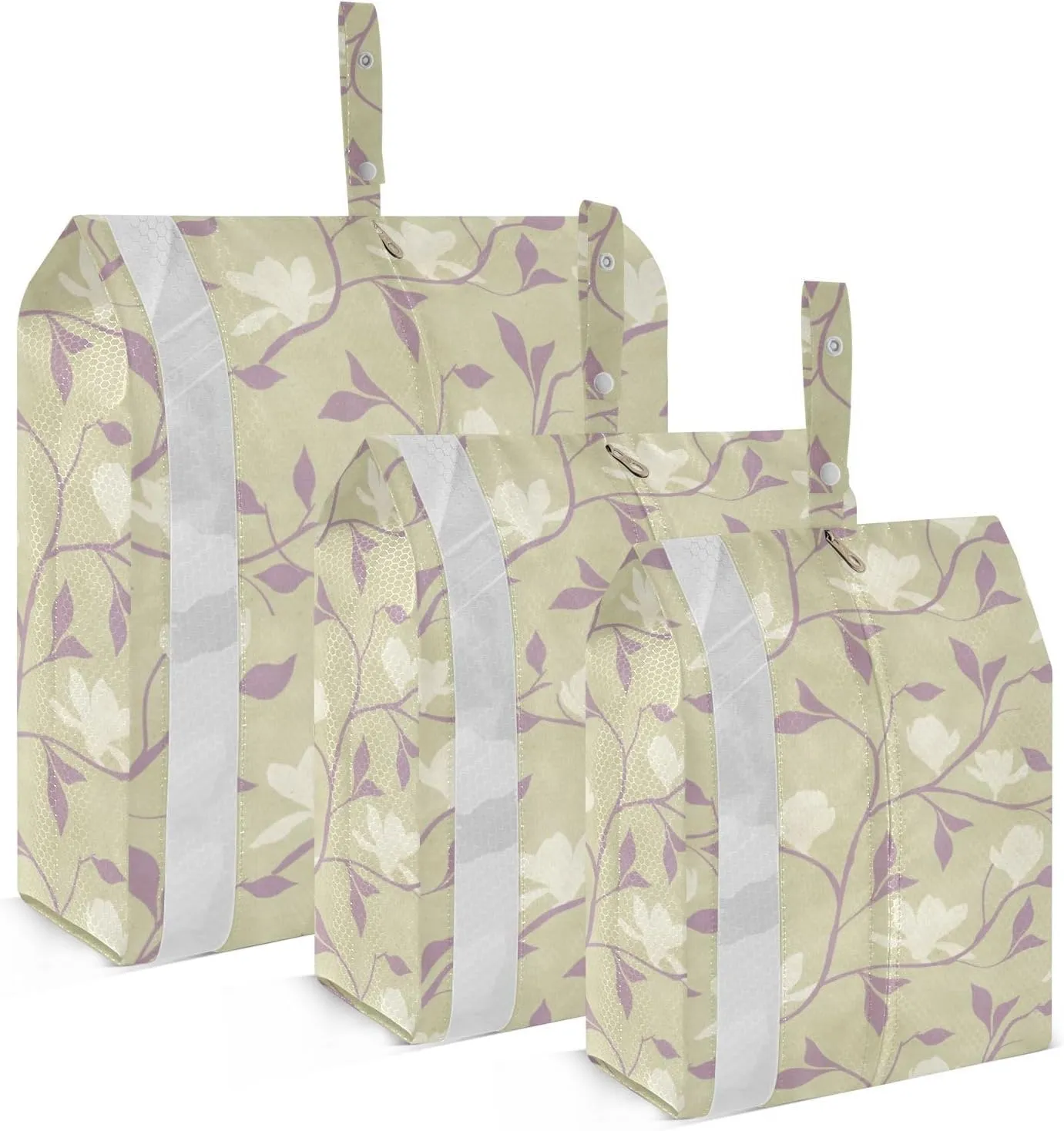 Magnolia Flower Packing Cubes Set of 3, Lightweight Travel Luggage Organizers Foldable Bags for Easy Packing and Organization