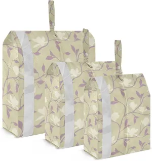 Magnolia Flower Packing Cubes Set of 3, Lightweight Travel Luggage Organizers Foldable Bags for Easy Packing and Organization