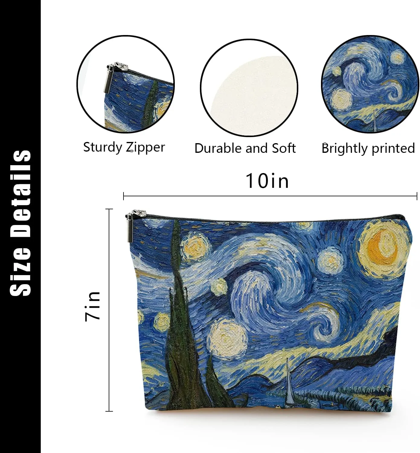 Makeup Bag for Women Large Makeup Bag Travel Cosmetic Bag Zipper Pouch Toiletry Bags 7X10in Blue Abstract Starry Sky