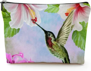 Makeup Bag for Women Large Makeup Bag Travel Cosmetic Bag Zipper Pouch Toiletry Bags 7X10in Hummingbird Spring