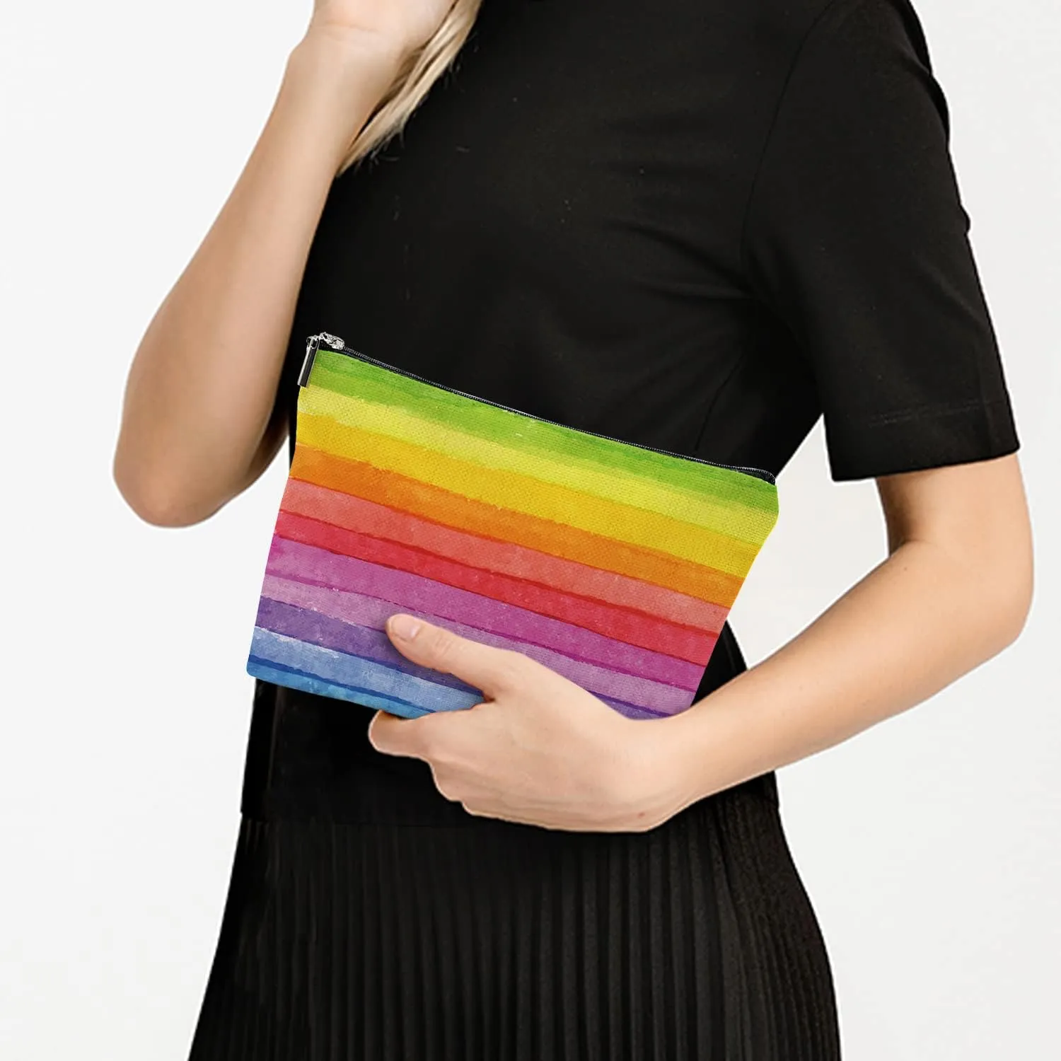 Makeup Bag for Women Large Makeup Bag Travel Cosmetic Bag Zipper Pouch Toiletry Bags 7X10in Rainbow