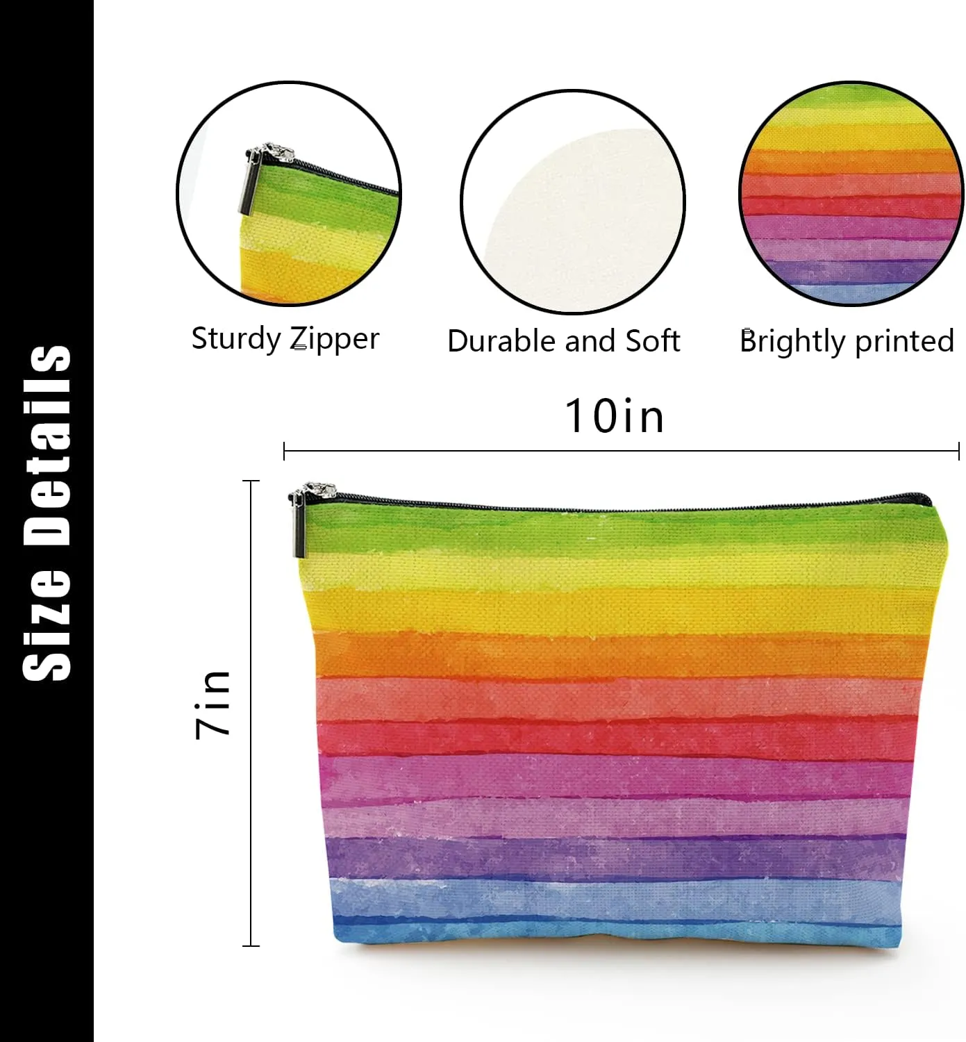 Makeup Bag for Women Large Makeup Bag Travel Cosmetic Bag Zipper Pouch Toiletry Bags 7X10in Rainbow