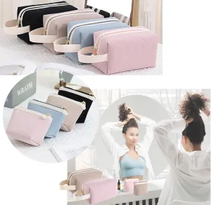 Makeup Bag Travel Cosmetic Bag for Women Makeup Bag Set Organizer Makeup Brush Holder Accessories Pounch Zipper Cosmetic Case 2 Pcs/Set (Light Khaki)