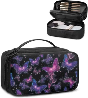 Makeup Bag with Hanging Loop, Sturdy Cosmetic Travel Bags Lightweight Ladies Travel Toiletry Bag Make Up Bag Everday Uses Butterfly Design