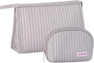 Makeup Pouch, Makeup Bag Set for Purse, Large Cosmetic Pouch for Cosmetics/Makeup Brushes/Face Lotion, Handy Makeup Pouch for Lipsticks, Blush Powder (Light Purple)