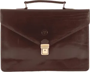 Maxwell Scott - Luxury Leather Slim Small Briefcase - 1 Section with Shoulder Strap and Key Lock - The Lorenzo