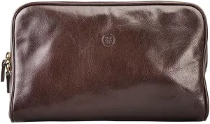 Maxwell Scott - Luxury Leather Toiletry Dopp Bag Kit for Men - Handmade from Italian Hides - The Raffaelle Dark Brown