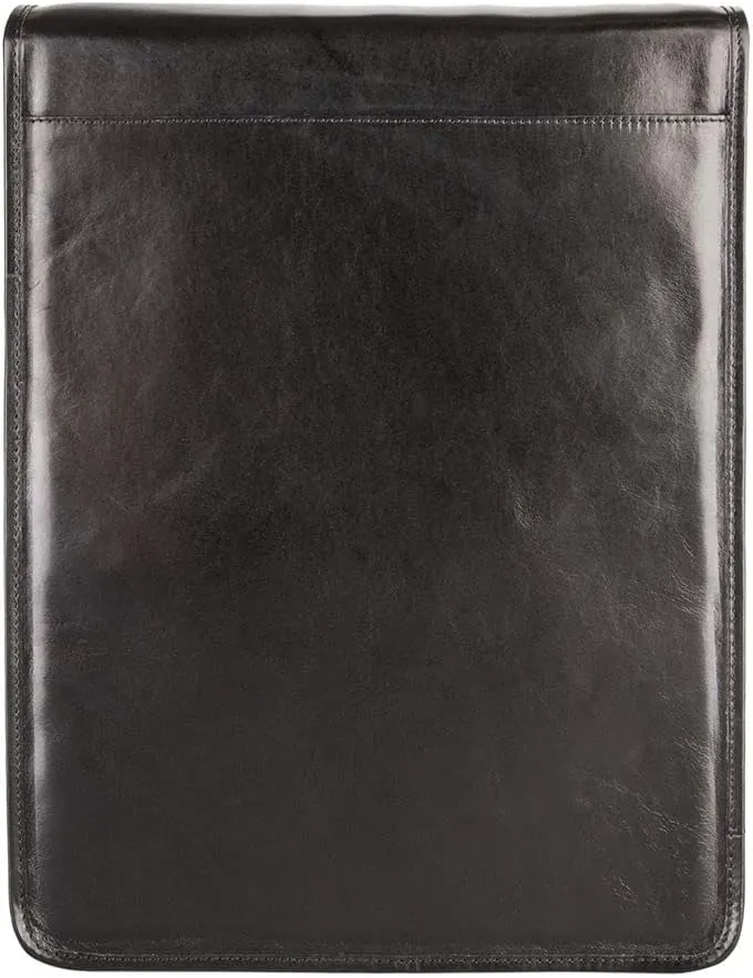 Maxwell Scott - Personalized Mens Luxury Leather Folded Shirt Holder/Carrier for Luggage - The Sepino - Black