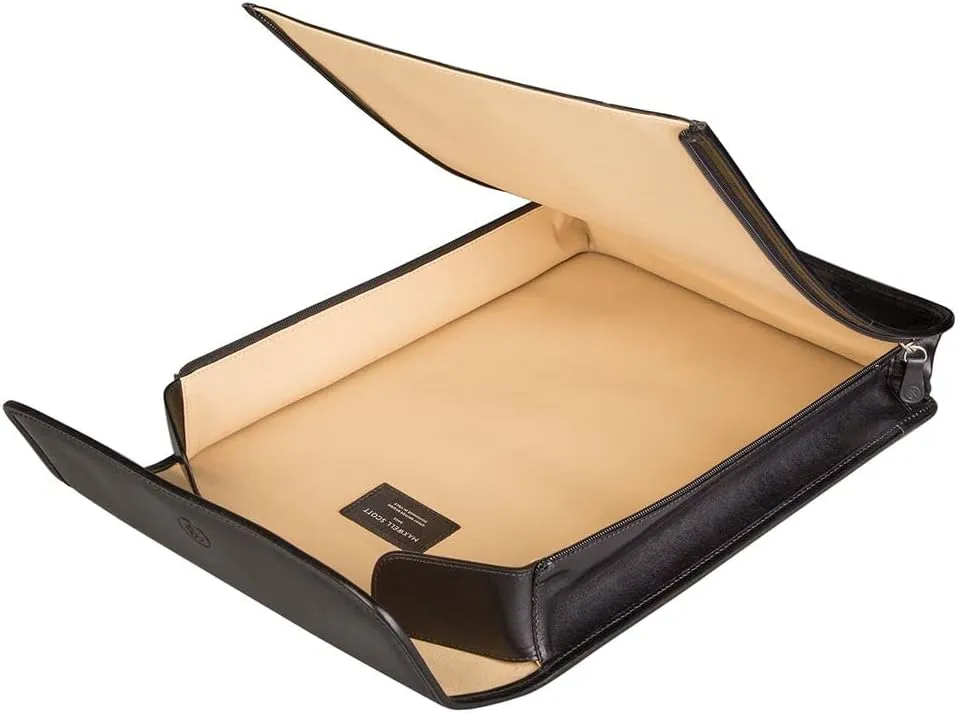 Maxwell Scott - Personalized Mens Luxury Leather Folded Shirt Holder/Carrier for Luggage - The Sepino - Black