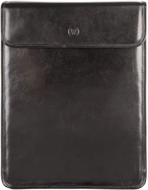 Maxwell Scott - Personalized Mens Luxury Leather Folded Shirt Holder/Carrier for Luggage - The Sepino - Black