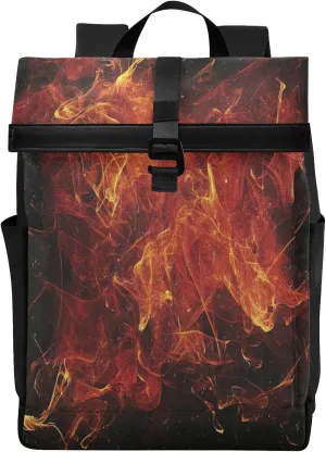 MCHIVER Flame Red Black Travel Laptop Backpack Fits 15.6 Inch Computer Slim Sturdy Lightweight Luggage Bag Water Resistant Daypack for Business Travel Airplane Weekender Hiking Work College