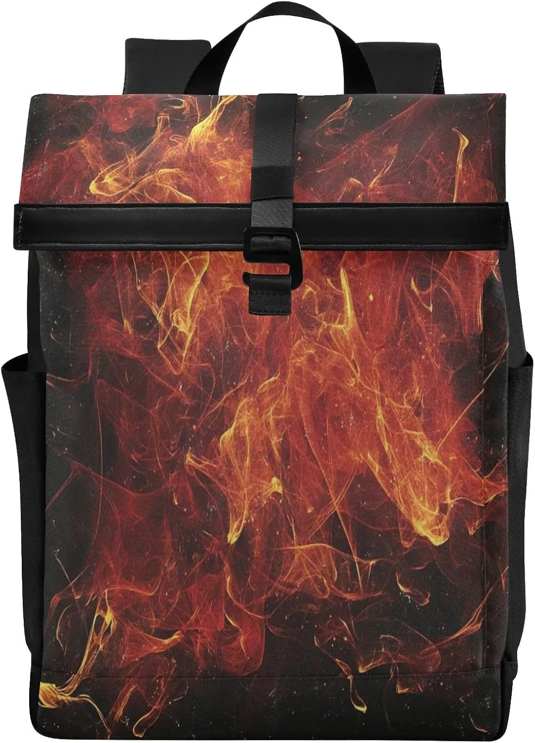 MCHIVER Flame Red Black Travel Laptop Backpack Fits 15.6 Inch Computer Slim Sturdy Lightweight Luggage Bag Water Resistant Daypack for Business Travel Airplane Weekender Hiking Work College