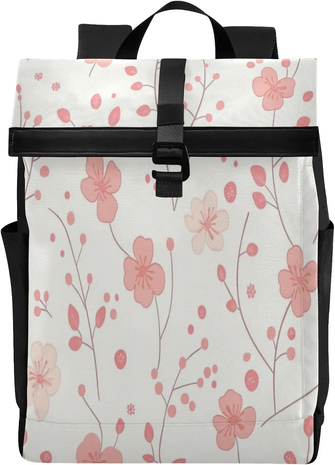MCHIVER Flower Red White Travel Laptop Backpack Fits 15.6 Inch Computer Slim Sturdy Lightweight Luggage Bag Water Resistant Daypack for Travel Airplane Business Hiking Work College Weekender