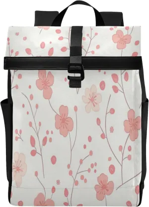 MCHIVER Flower Red White Travel Laptop Backpack Fits 15.6 Inch Computer Slim Sturdy Lightweight Luggage Bag Water Resistant Daypack for Travel Airplane Business Hiking Work College Weekender