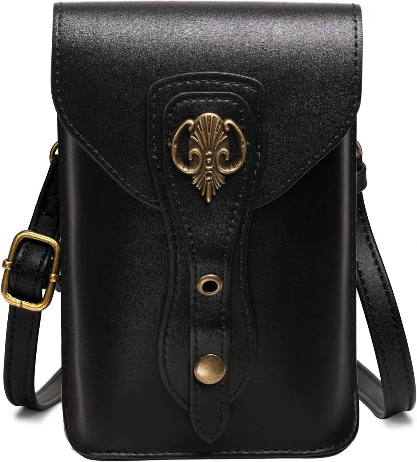 Medieval Leather Belt Pouch  Versatile Renaissance Bag for Ren Faire, Crossbody Cell Phone Holder, and Fairy Accessories - Black