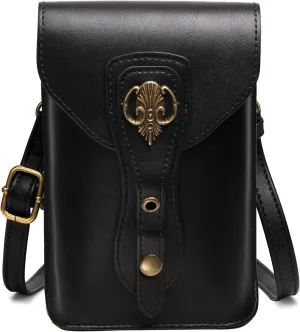 Medieval Leather Belt Pouch  Versatile Renaissance Bag for Ren Faire, Crossbody Cell Phone Holder, and Fairy Accessories - Black