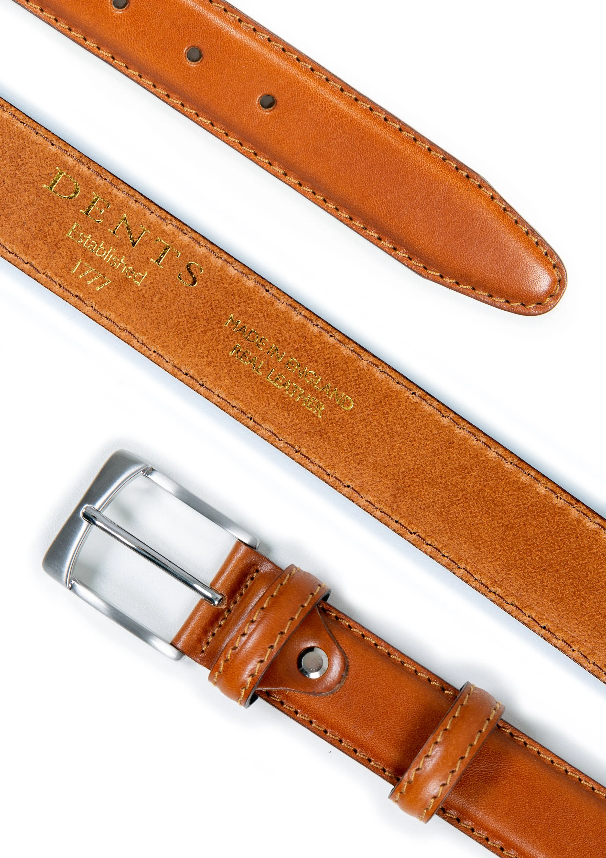 Men’s Heritage Lined Full-Grain Leather Belt with Satin Nickel Buckle