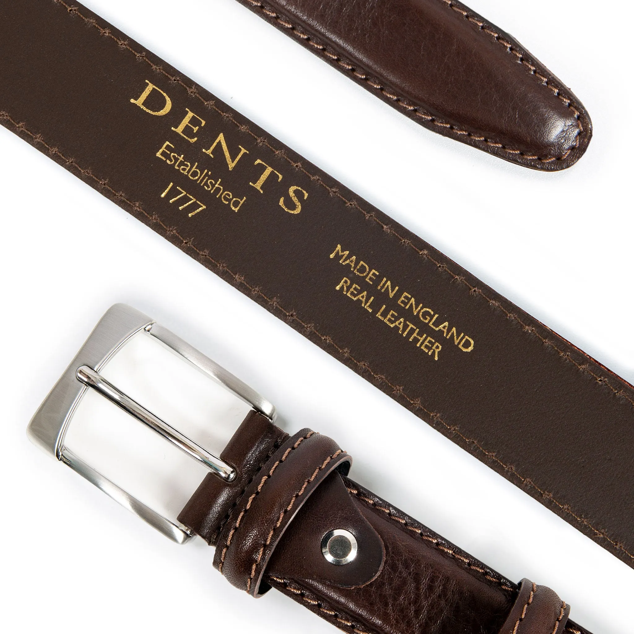 Men’s Heritage Lined Full-Grain Leather Belt with Satin Nickel Buckle