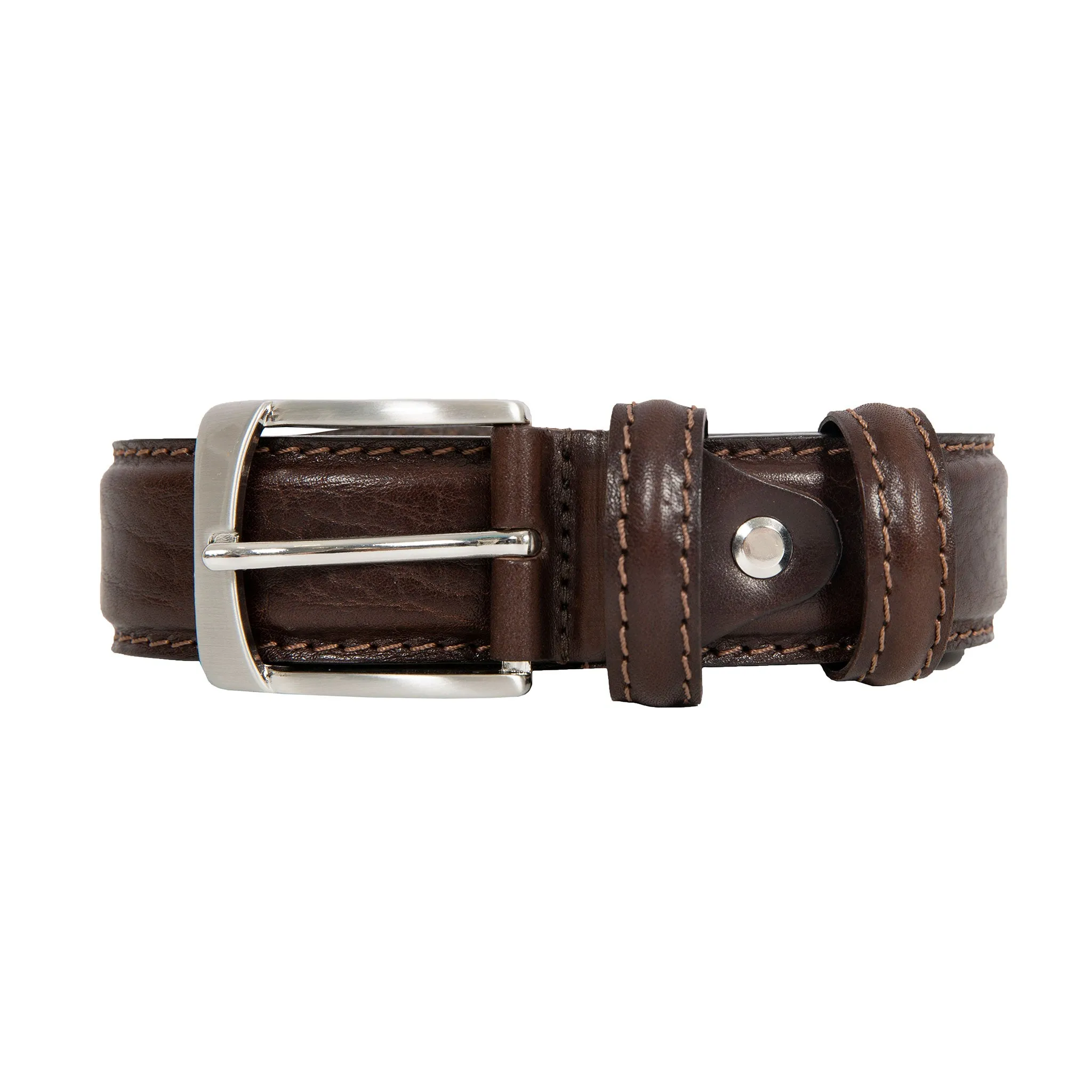 Men’s Heritage Lined Full-Grain Leather Belt with Satin Nickel Buckle
