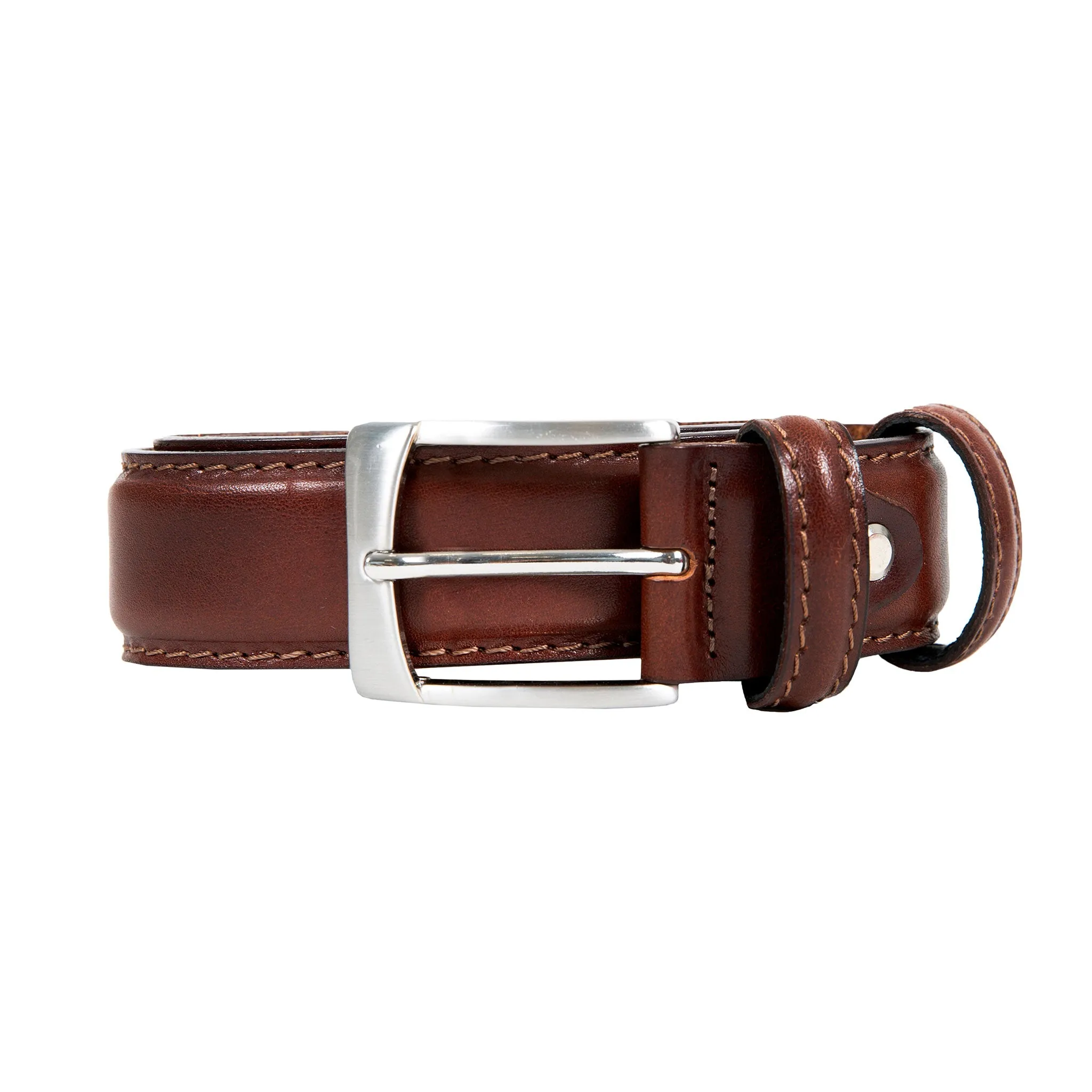 Men’s Heritage Lined Full-Grain Leather Belt with Satin Nickel Buckle