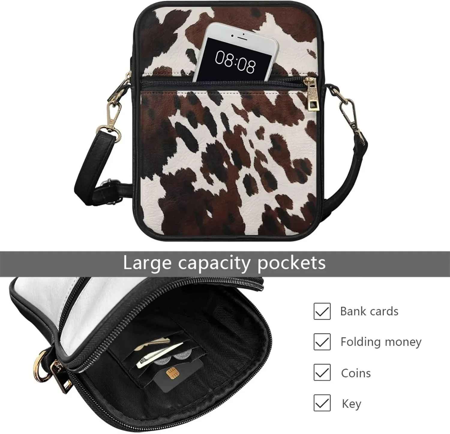 Mens Messenger Bag Leather Lightweight Crossbody Wallet Phone Bags Women Mini Purse Cell Phone Shoulder Bags