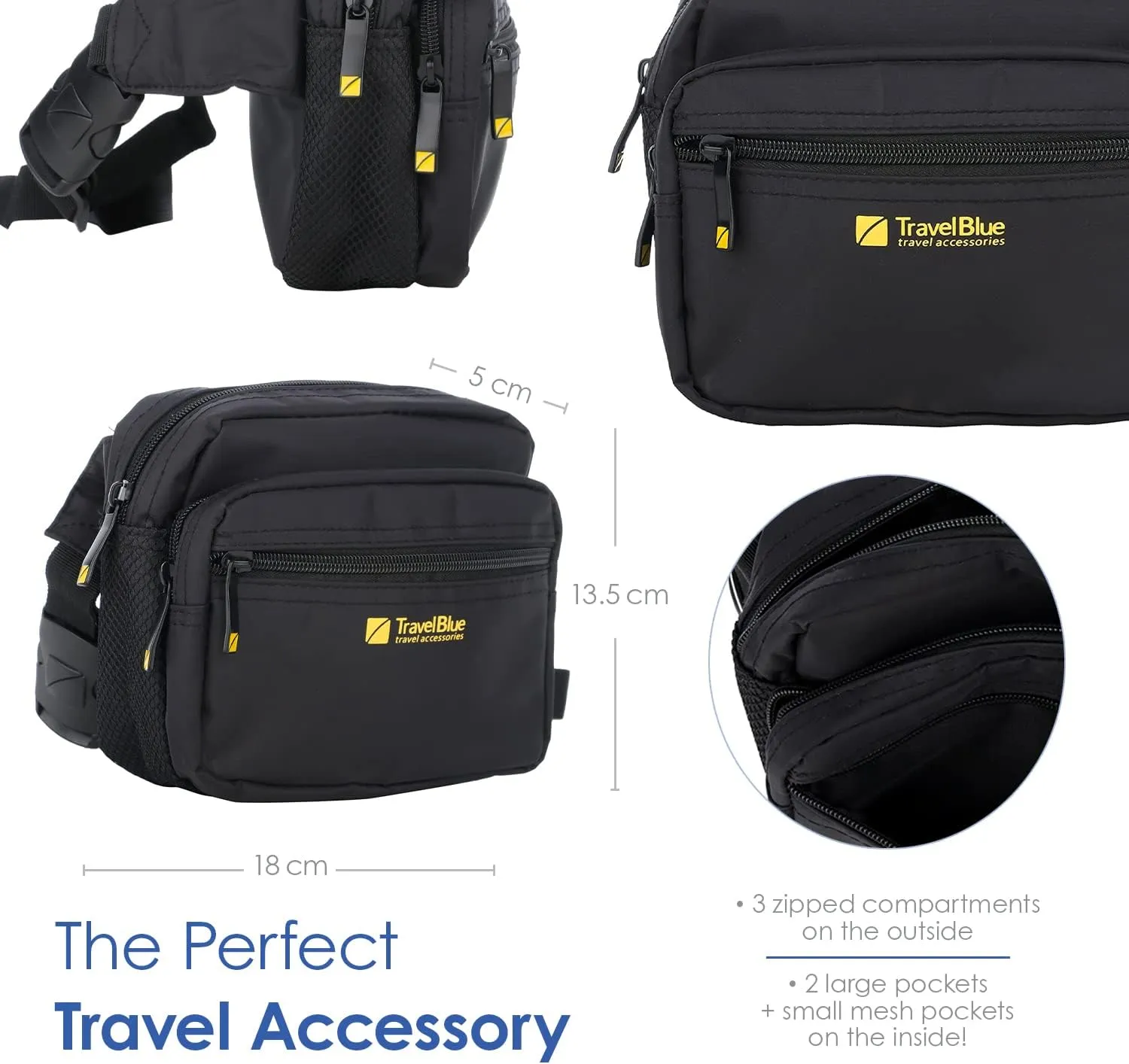 Metro Pouch Anti-Theft Metro Bag Waist pack Belt Bag Waist Pack comfortable desired fit Crossbody Workout Traveling Running Casual Hands-Free Wallets - 635 Black