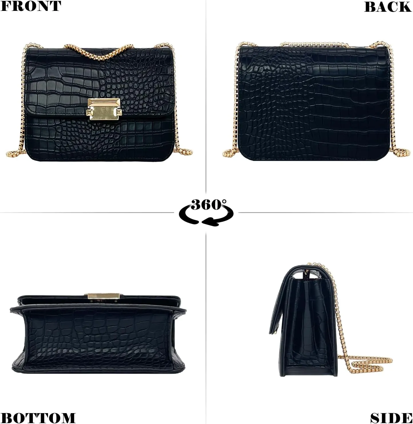 Mini Crocodile Pattern Shoulder Bags for Women with Chain Strap,Small Purses for Women with Flap Closure