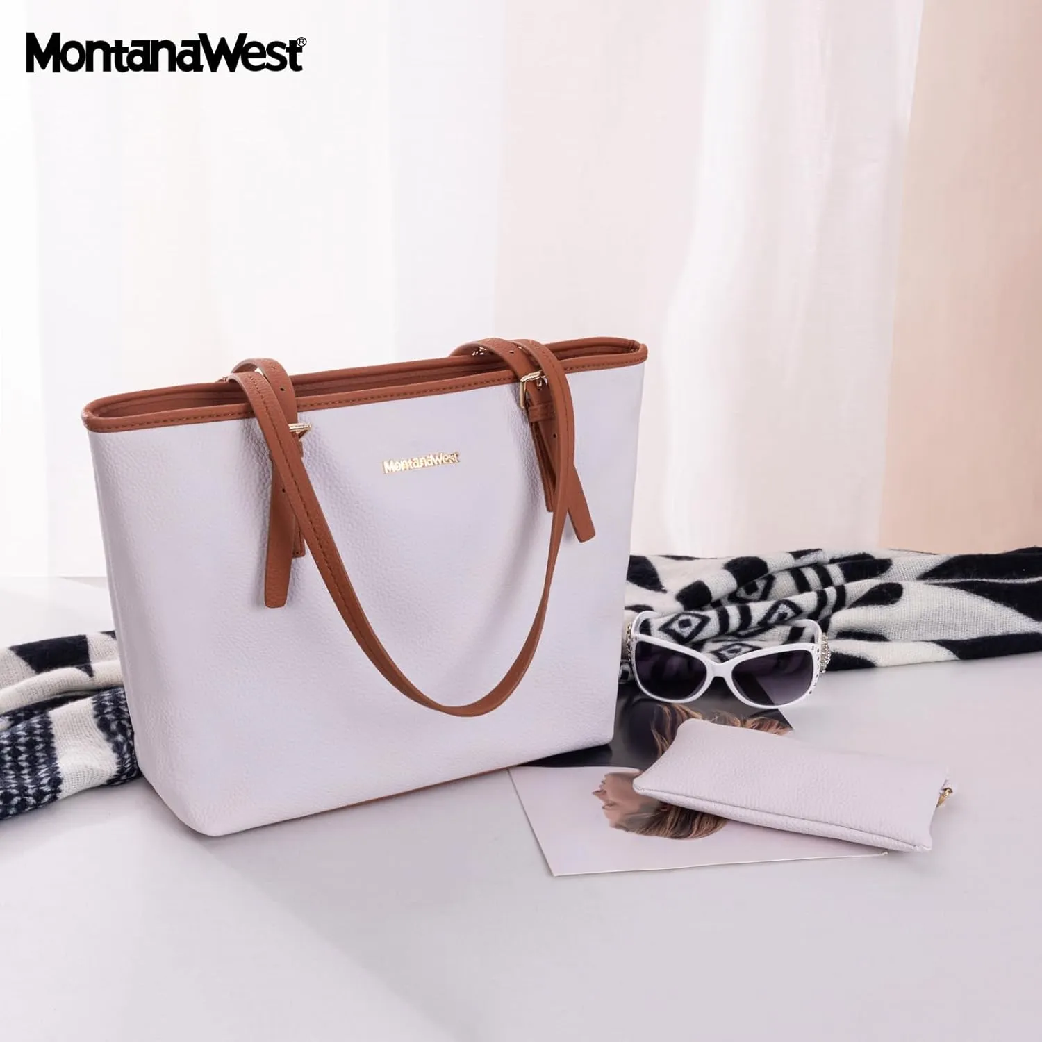 Montana West Tote Bags Vegan Leather Purses and Handbags for Women Top Handle Ladies Shoulder Bags