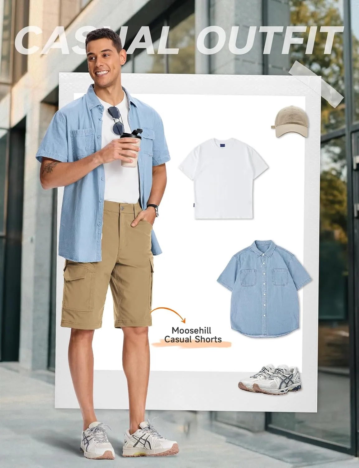 Moosehill Mens-Cargo-Hiking-Shorts Lightweight Water Resistant Quick Dry Relaxed Fit Big & Tall Stretch Waist with 8 Pockets
