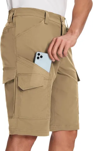 Moosehill Mens-Cargo-Hiking-Shorts Lightweight Water Resistant Quick Dry Relaxed Fit Big & Tall Stretch Waist with 8 Pockets