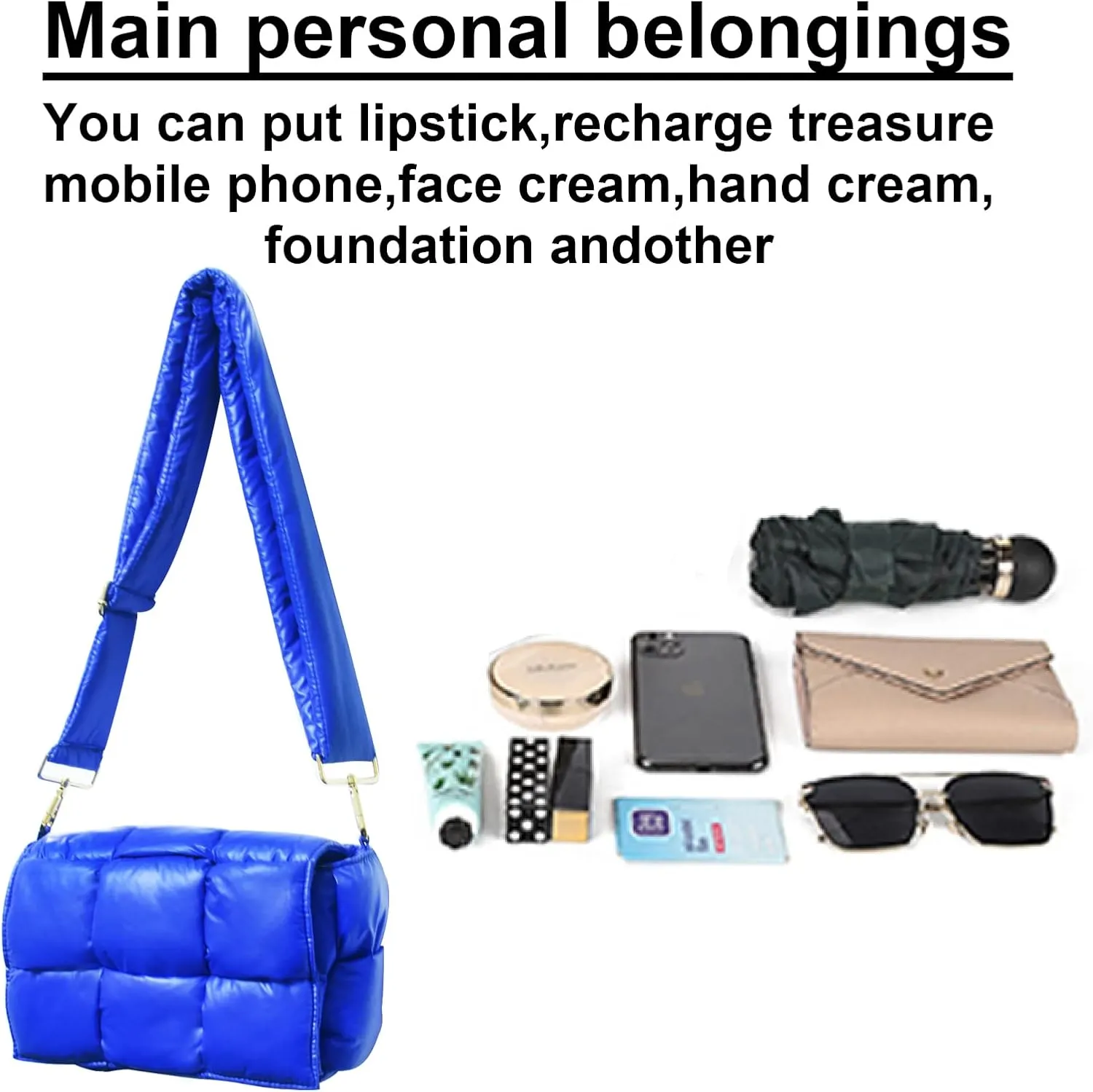 NAARIIAN Shoulder bags for women, Light-weight small puffer purses waterproof, hand-woven puffy bag crossbody handbag
