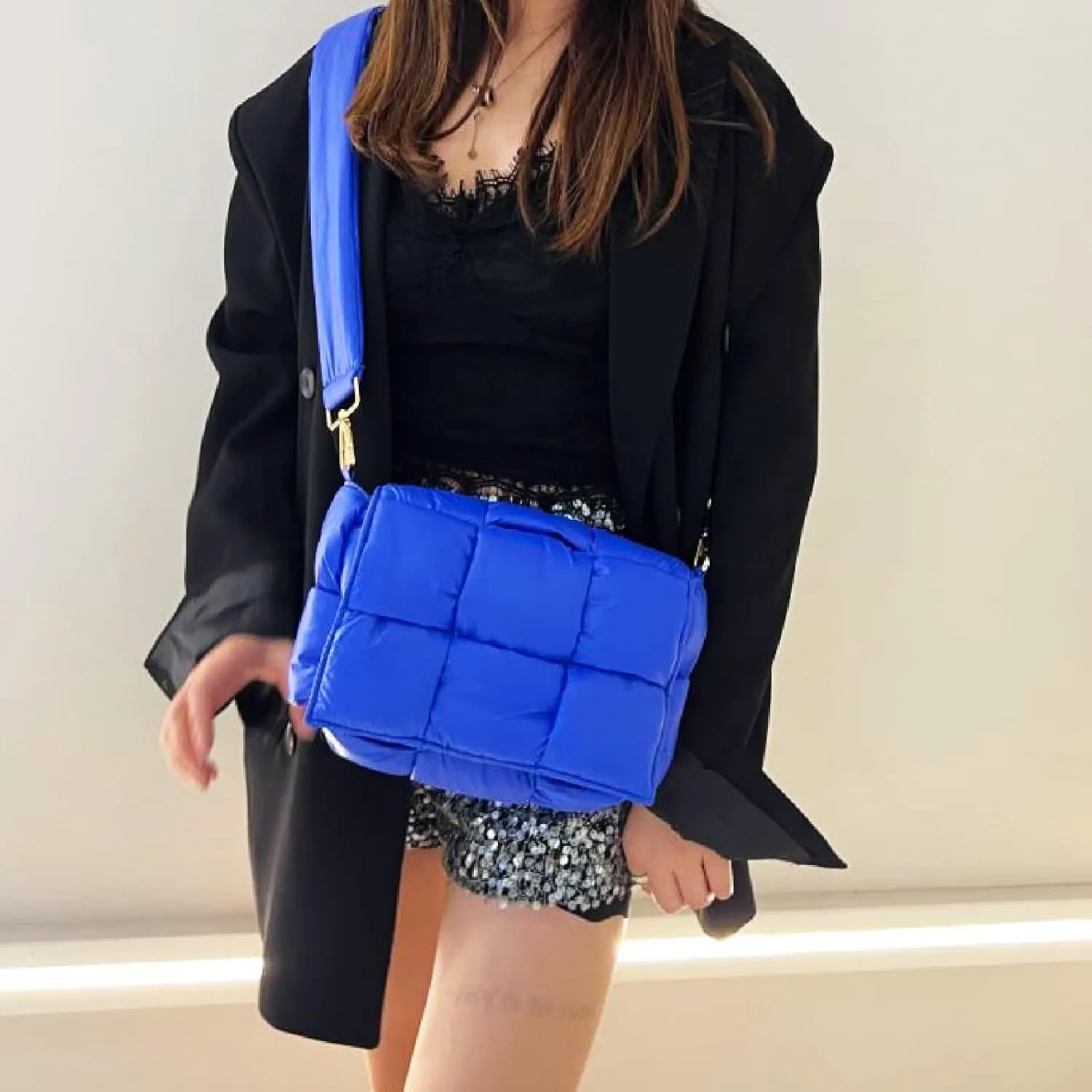 NAARIIAN Shoulder bags for women, Light-weight small puffer purses waterproof, hand-woven puffy bag crossbody handbag
