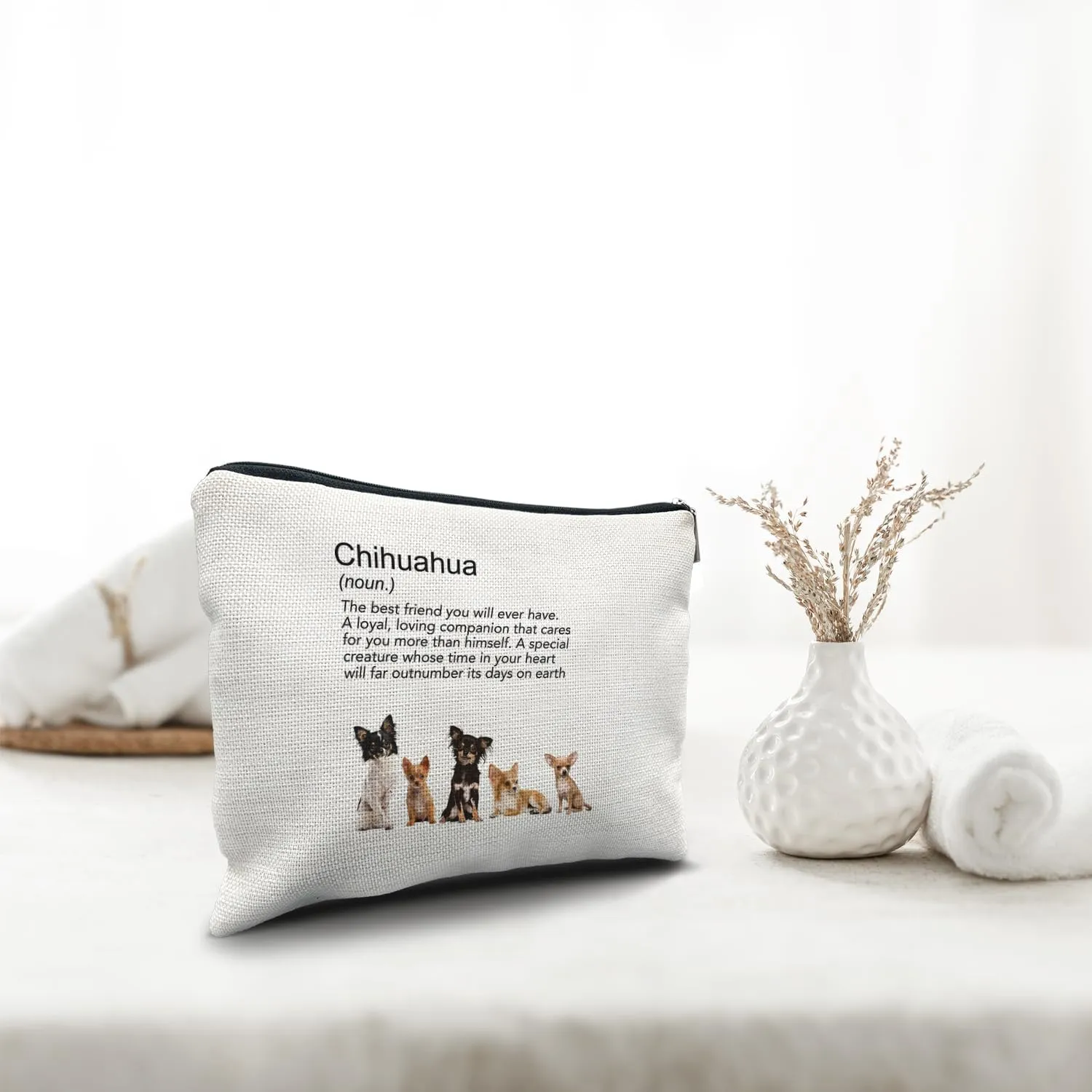 Nogrit Chihuahua Makeup Bag, Chihuahua Gifts for Women, chihuahua accessories Small Cosmetic Makeup Bag for Purse