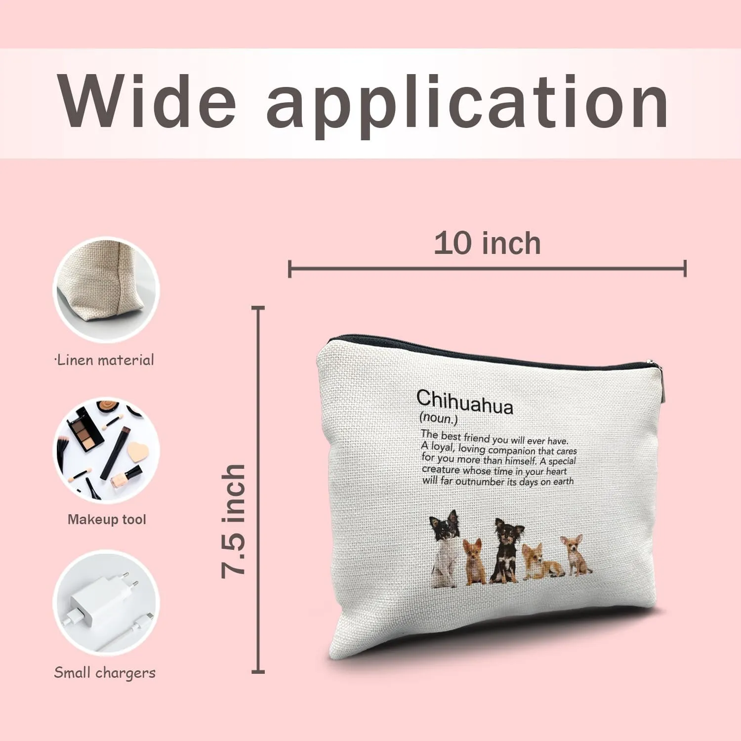 Nogrit Chihuahua Makeup Bag, Chihuahua Gifts for Women, chihuahua accessories Small Cosmetic Makeup Bag for Purse