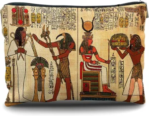 Nogrit Egyptian Gifts Makeup Cosmetic Bag - Ancient Egypt Mythology Pharaoh God Hieroglyphs Makeup Travel Toiletry Bag, Gift for Egypt Lover, Egyptian Decor