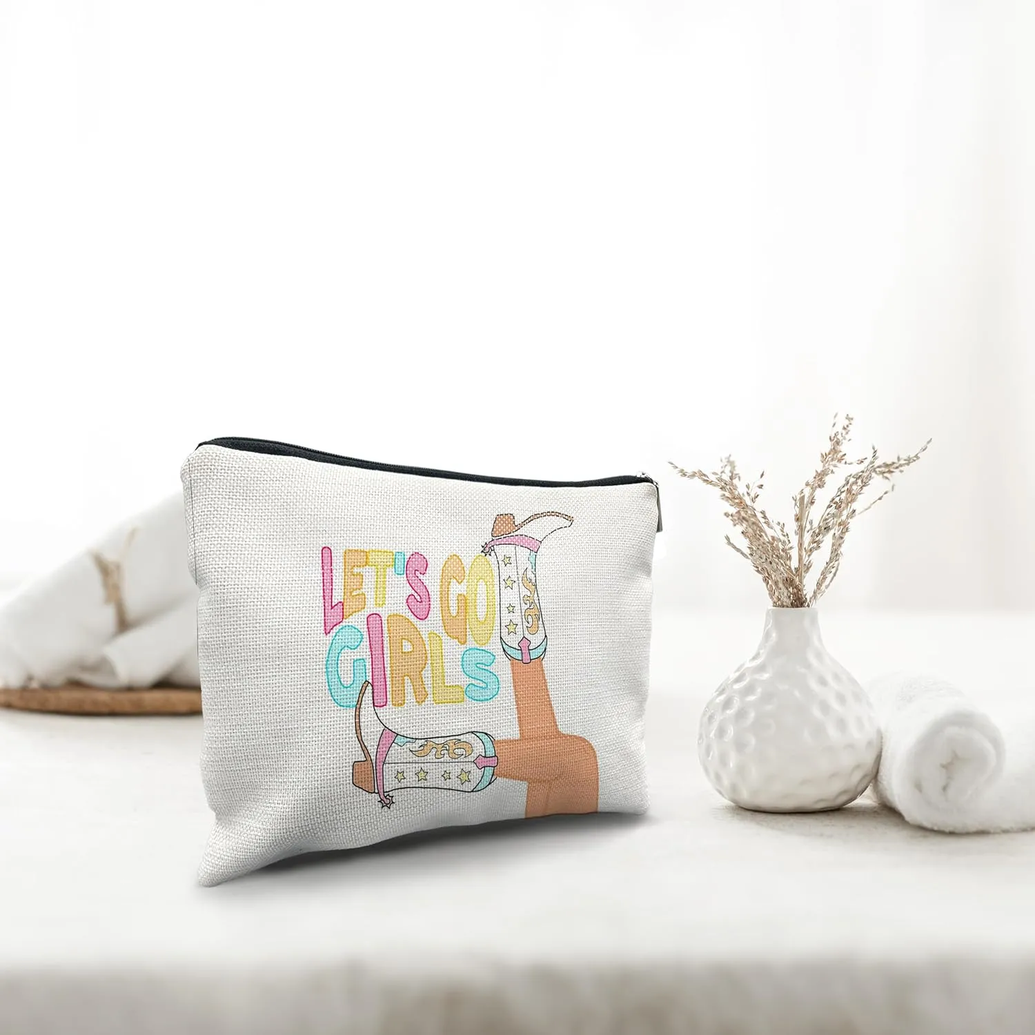 Nogrit Retro Western Makeup Cosmetic Bag, Western Gifts for Women Cowgirl Makeup Bag,Trendy Retro Wild West Linen Makeup Bag,Cowgirl Gifts for Girls Women