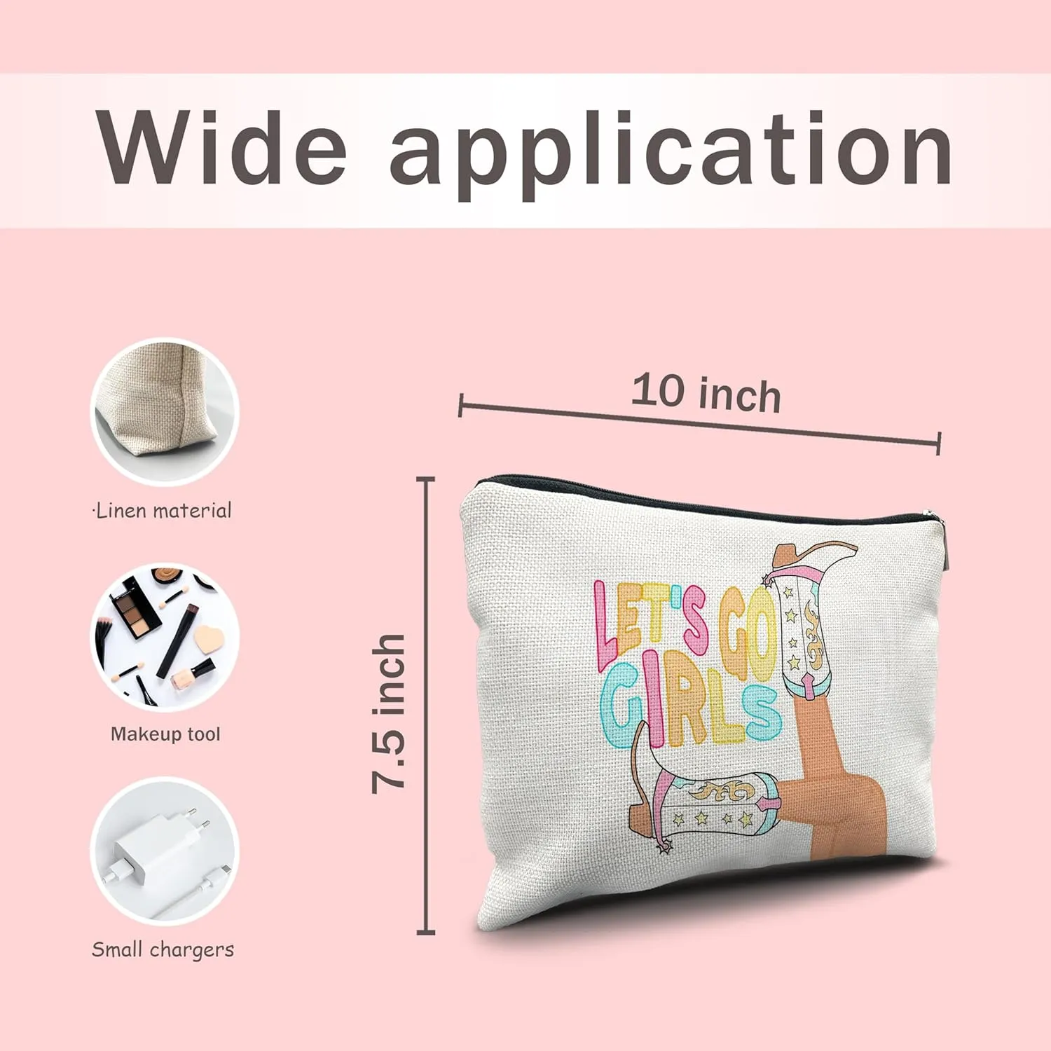 Nogrit Retro Western Makeup Cosmetic Bag, Western Gifts for Women Cowgirl Makeup Bag,Trendy Retro Wild West Linen Makeup Bag,Cowgirl Gifts for Girls Women