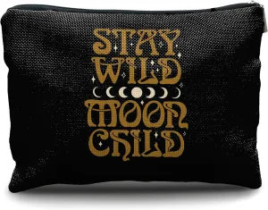 Nogrit Tarot Makeup bag,Moon Child Cosmetic Bag,Stay Wild Moon Child,Inspirational Makeup bag,Spiritual Travel Toiletry Bag,Motivational Gifts for Tarot Astrology Lovers Women