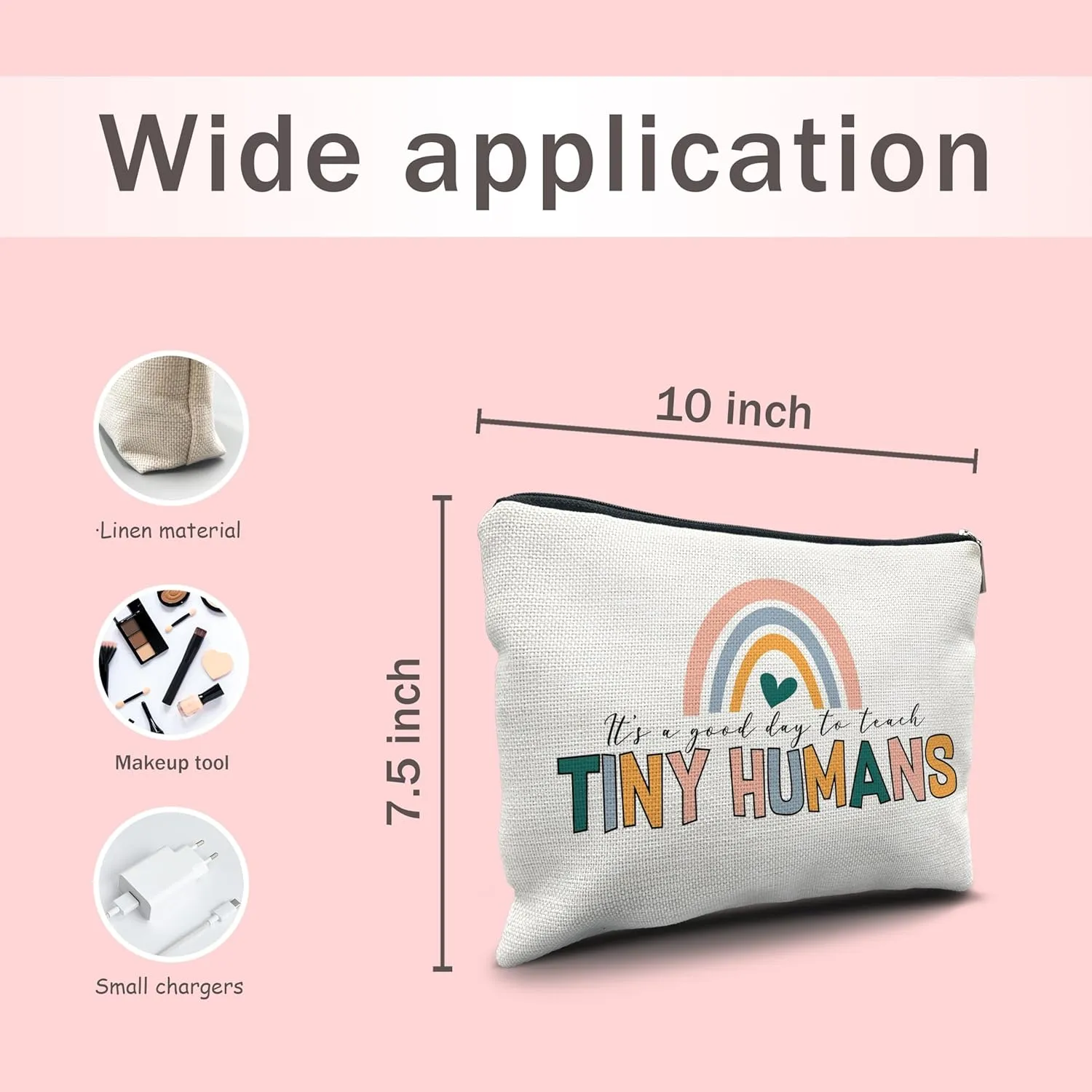 Nogrit Teacher Makeup Cosmetic Bag,It's a Good Day to Teach Tiny Humans Makeup Travel Toiletry Bag,Teacher Appreciation Gifts,Back to School Gifts for Teachers,Thank You Gifts for Teachers